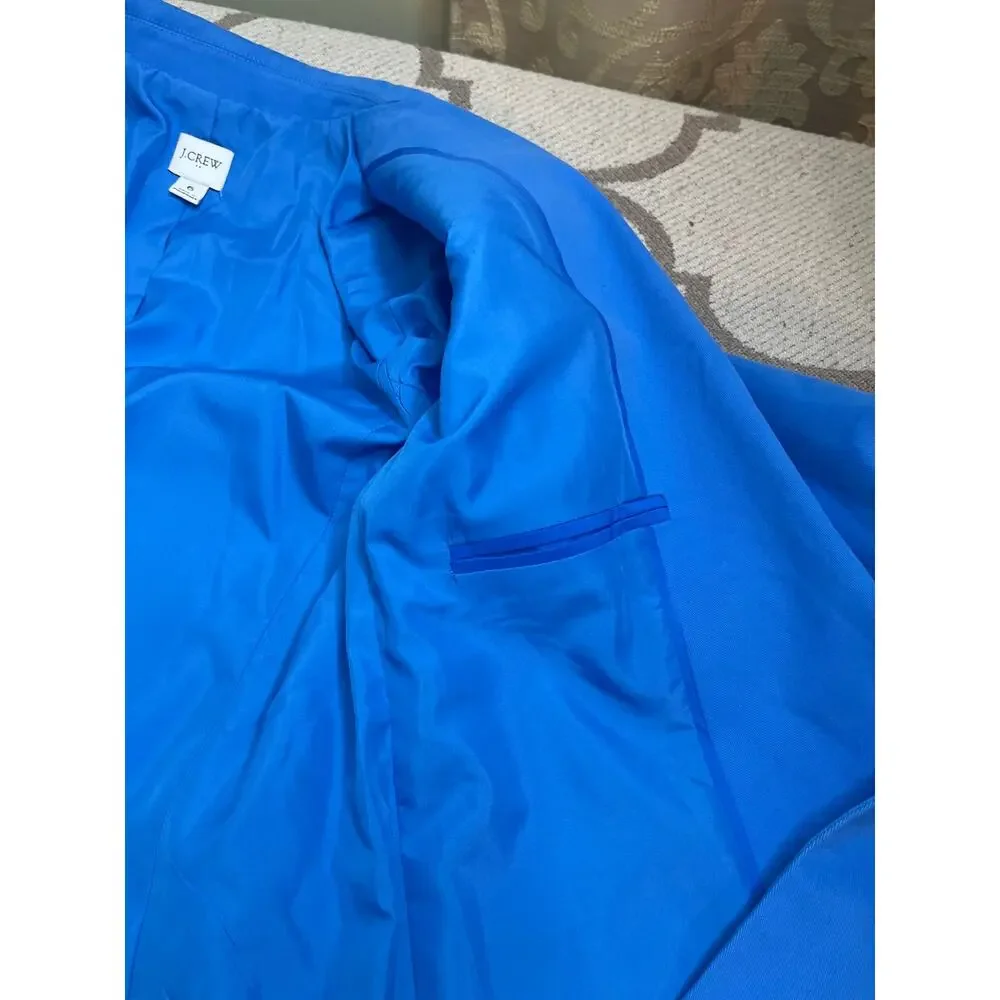 J.Crew Girlfriend Chino Blazer Blue One Button Tailored Stretch Cotton Size 6